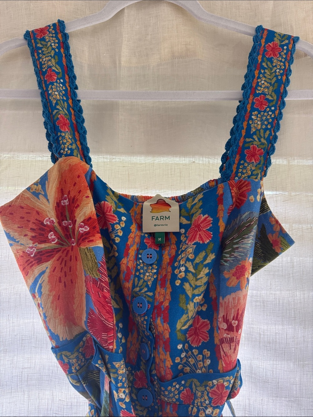 FARM Rio Blue Floral Belted Romper - Picture 3 of 5